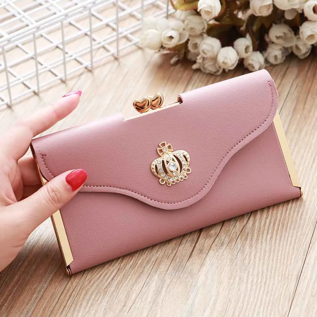 

Womens Wallets And Purses Fashion Vintage Solid Diamond Wallet Long Wallet Casual Luxury Ladies Purse portefeuille femme 2019