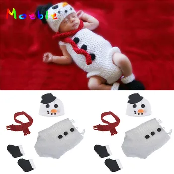 

Moeble Crochet BABY Snowman Hat Romper Scarf Set Newborn Snow man Costume Knitted Christmas cosplay Cartoon Outfits Photo Shoot