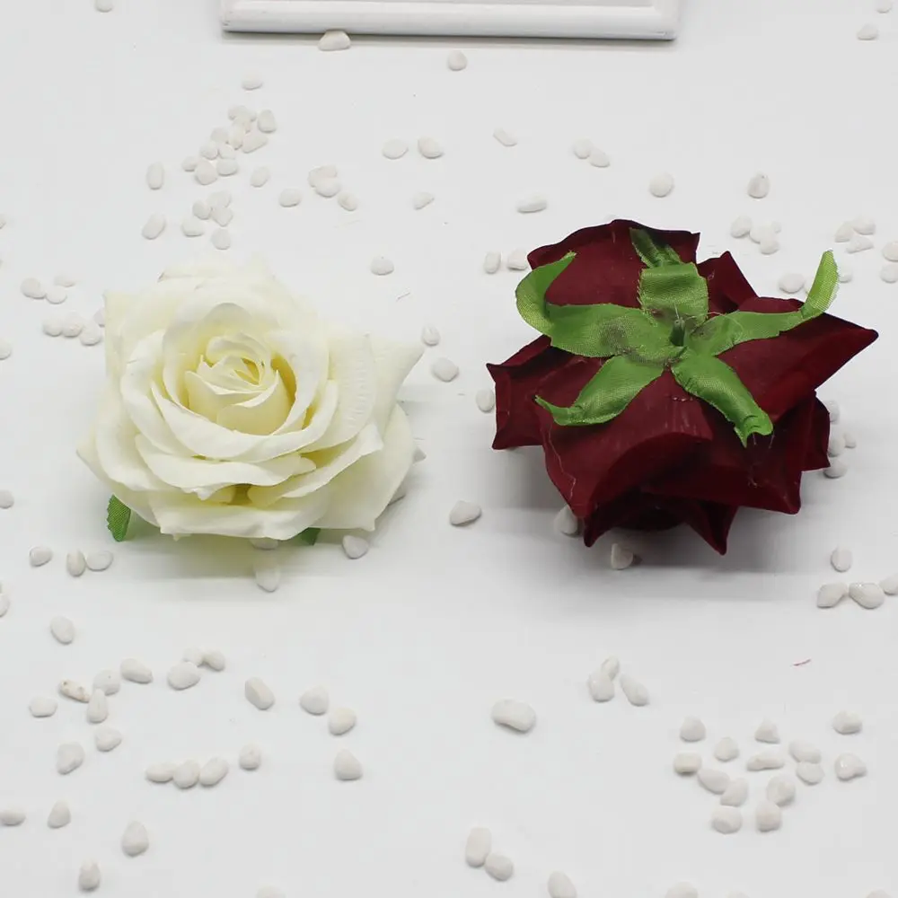 9 см искусственные цветы для моделирования, фланелевые розы, свадебные наборы, декоративные компактные цветы