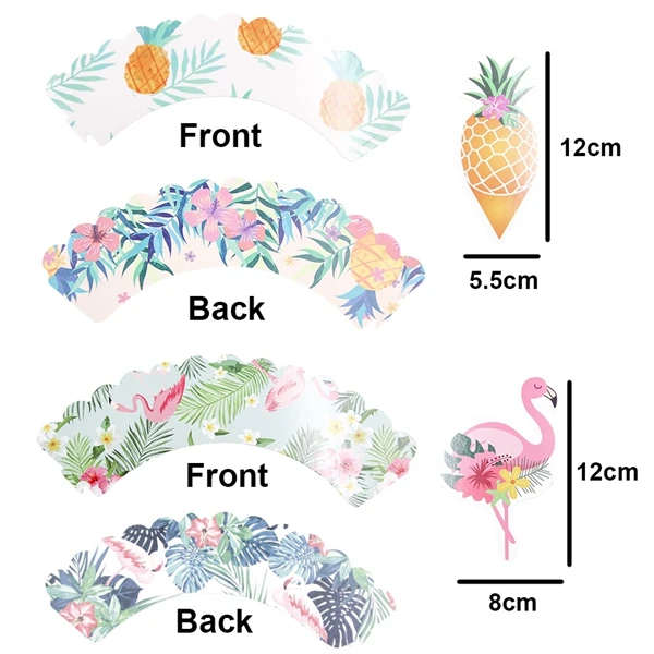 Гавайские Фламинго тема топперы на торт для вечеринки кекс «сделай сам» Топпер Пинки для летней вечеринки украшения Свадебная вечеринка бумажные принадлежности - Цвет: 24pcs A