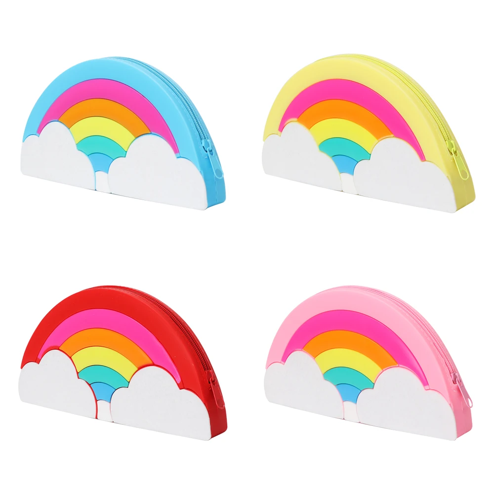 

1PC Silicone Rainbow Pencil Case Multi-function Storage Waterproof Silicone Pen Bag Makeup Pouch Cosmetic Bag School Supplies