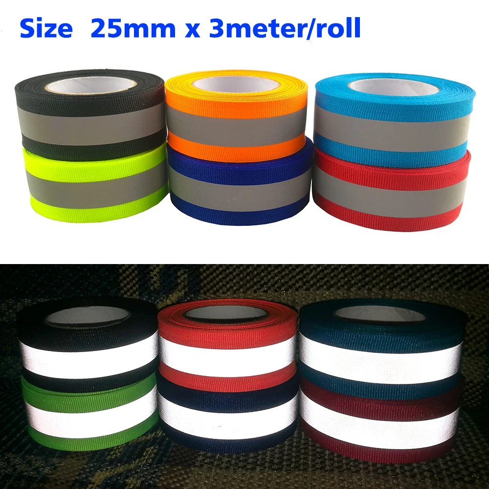 Buy (3 meters/lot) Reflective Fabric Tape Highlight Reflective bing Ribbon