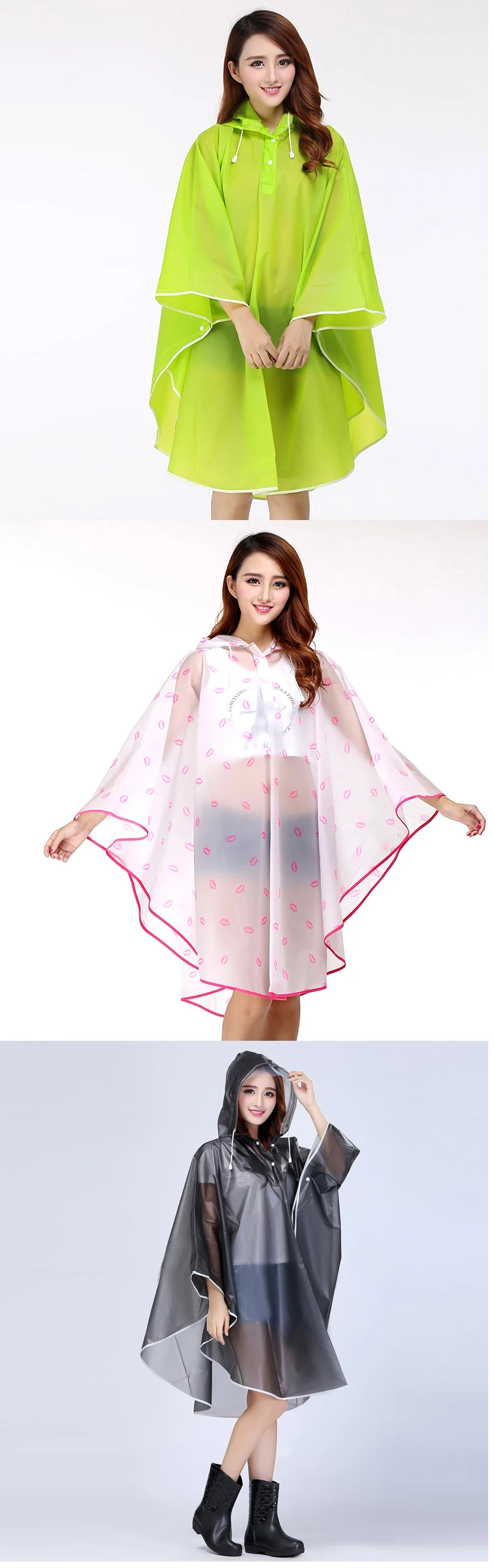 Women Transparent Portable Long Raincoats 25