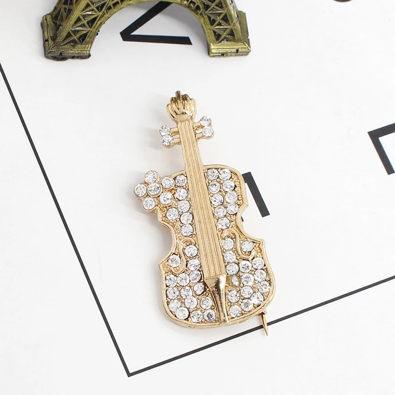 Женская брошь в форме скрипки с кристаллами|violin brooch|brooches for womenbrooches wholesale |