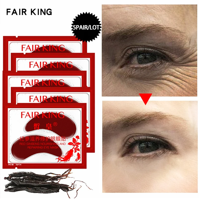 

5Pairs/Lot Red Ginseng Eye Mask Nourishing Collagen Eye Patches Dark Circles Remove Anti-Aging Moisturizing For Eyes Skin Care