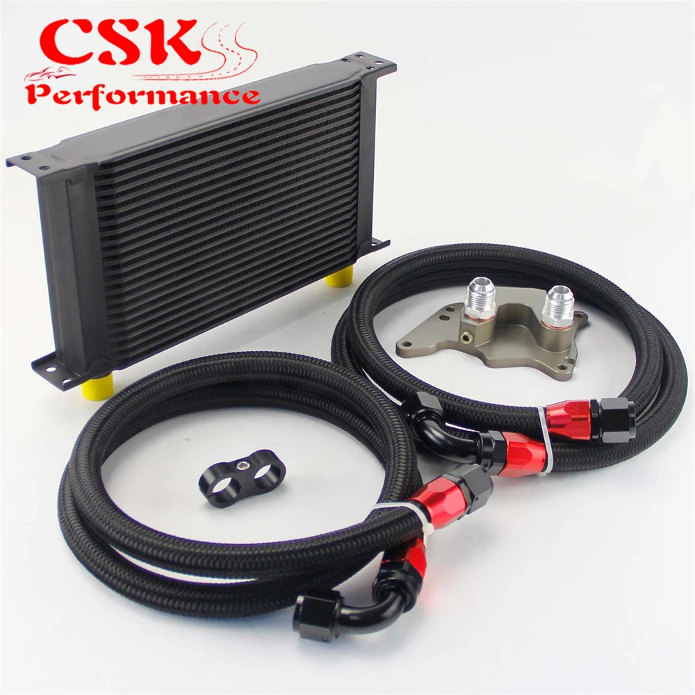 ^Cheap 22 Row 248mm AN10 British Oil Cooler Kit Fits For BMW Mini Cooper R56 Supercharger Black/Silver