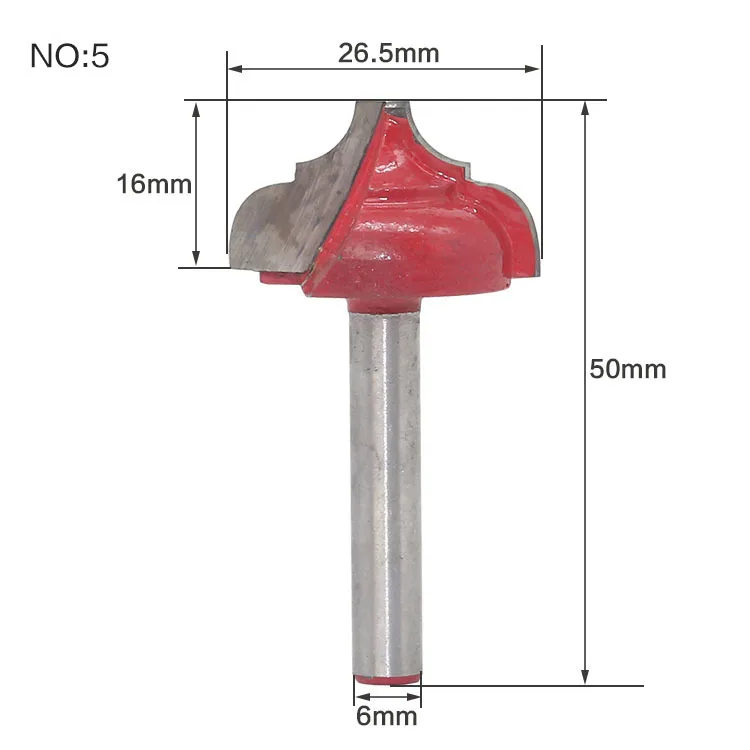 1pc6mm хвостовик древесины фрезы прямой концевой фрезы триммер очистки заподлицо отделка угловая круглая бухта коробка биты инструменты - Длина режущей кромки: NO5