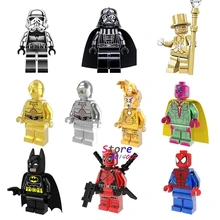 1 шт., хромированные строительные блоки "имперский Дарт Вейдер", "Мистер Голд", "Железный человек", наборы модельных кирпичей, игрушки для детей