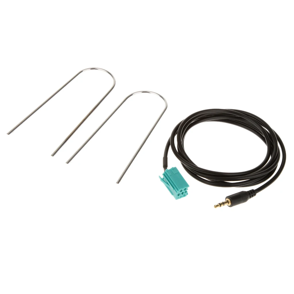 Car Mini ISO 6 Pin To Female 3.5mm Jack Stereo Audio Line Input Aux Cable With Removal Keys For    Clio Megane Espace Etc