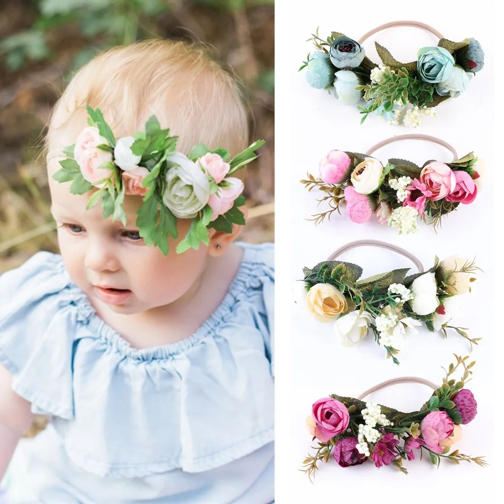 

Puseky Baby Rose Flower Crown Headband For Baby Girl Wedding Party Festival Beach Garlands Hairband Weath Forehead