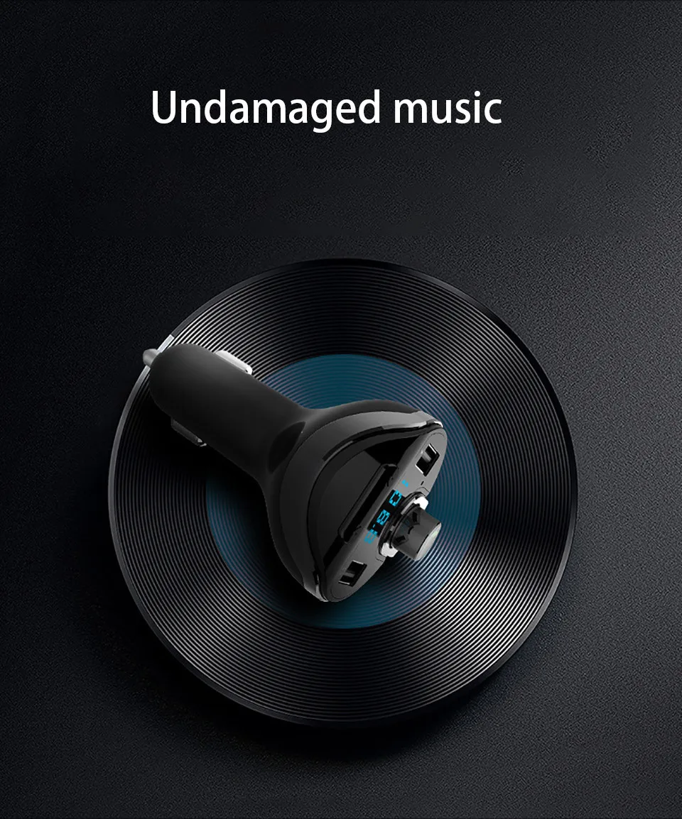 Audio MP3 Player Car Bluetooth FM Transmitter Wireless Modulator Bluetooth Car Kit Handsfree Speakerphone TF Slot 2 USB Ports (7)