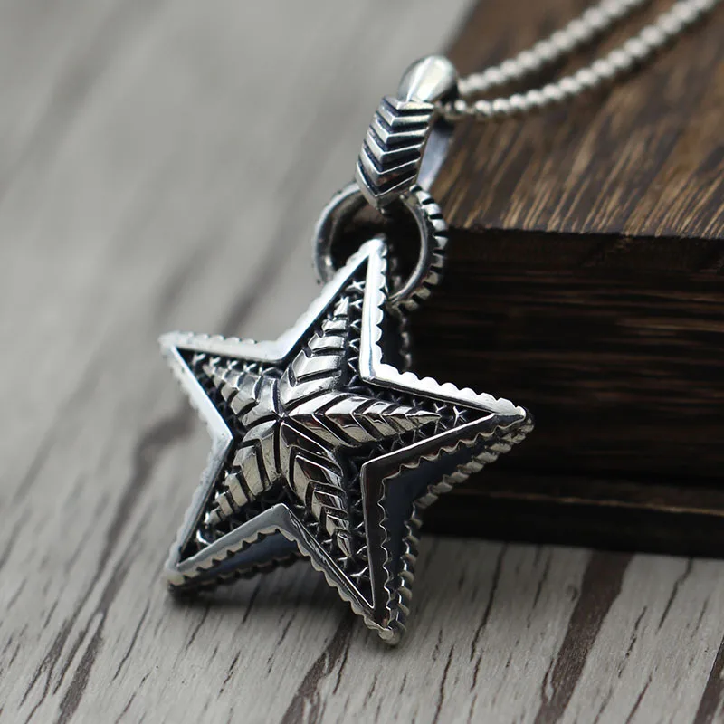 

Civa Sanderson Nahawi Sterling Silver 925 Double - Sided Stereo Five - Pointed Star Pendant Hummer Couple Pendant