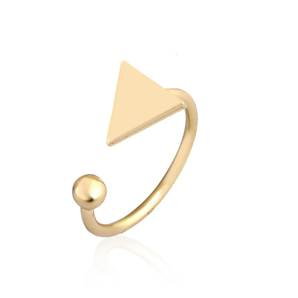 

SMJEL New Trendy Adjustable Triangle with Ball Open Ring anel feminino Simple Punk Jewelry Geometric Rings for Women R173