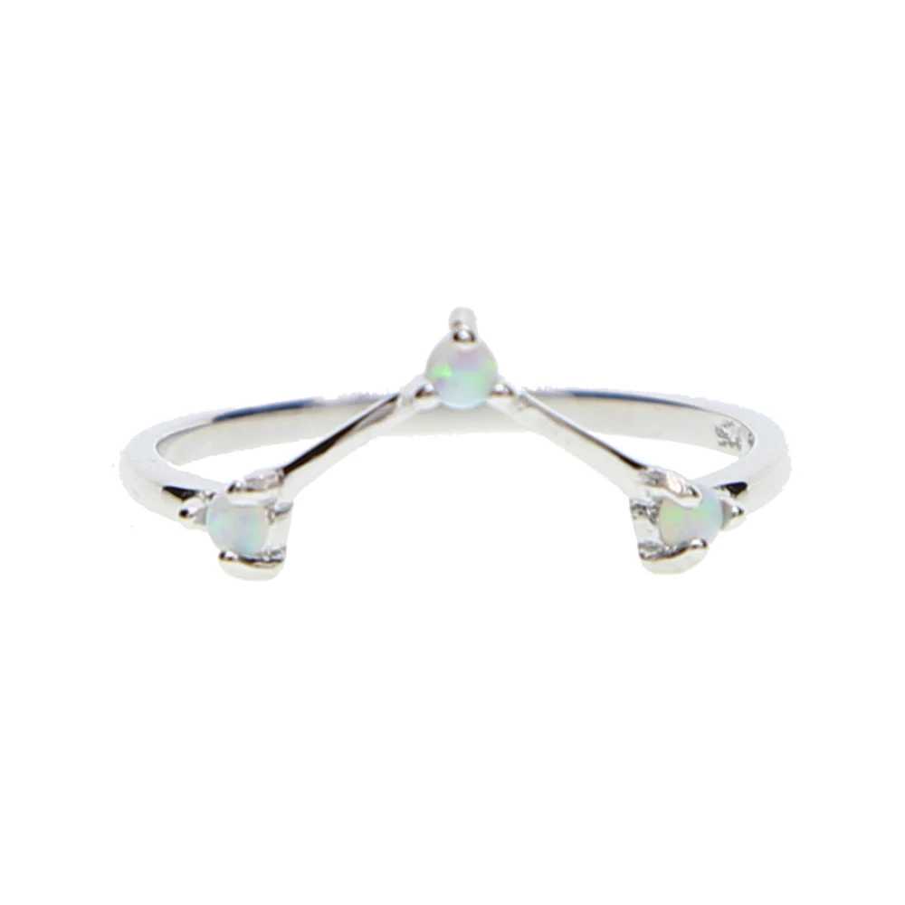 

2019 Top fashion real 925 Sterling silver elegant 3 claw white fire opal 2.5mm stone girl women wedding gift thin dainty jewelry