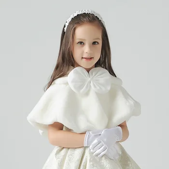 

New Flower Girls Shrug Girls Faux Fur Soft Bolero for Matching Party Dresses Children Formal Warm Coat Kids Outwear Clothing