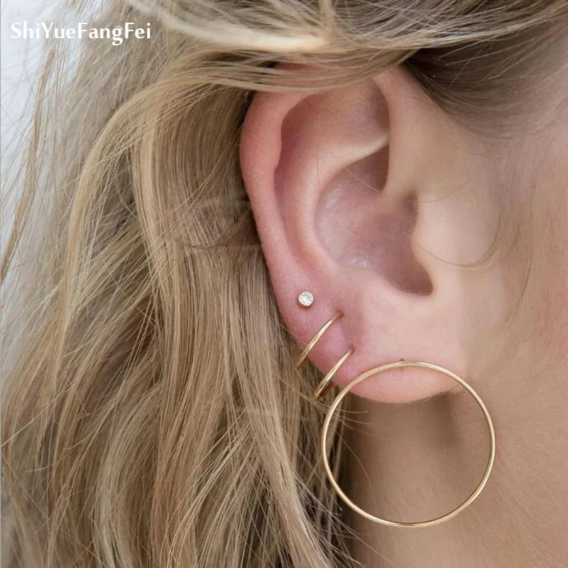 

Hot Sale Big Circle Alloy Woman Steampunk Ear Hoop Earrings Set For Women Nickel Free Party Brincos Aros 6pcs/set