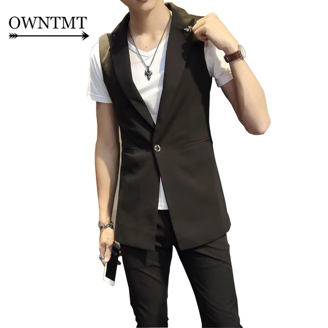 Pria setelan pakaian pria rompi tanpa lengan ramping Pria setelan pakaian pria rompi tanpa lengan ramping