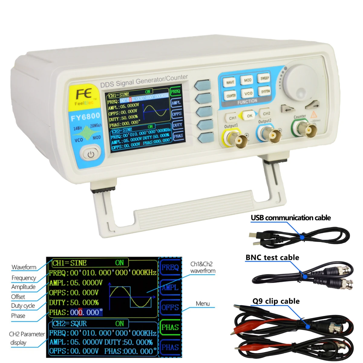 

15/20~60MHz Dual-channel Digital signal generator DDS Frequency Function Generator Arbitrary Waveform Generator