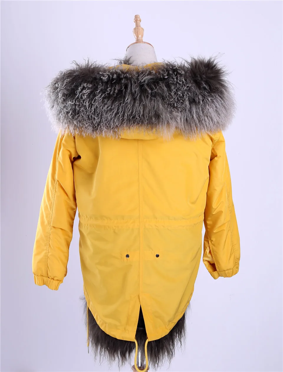 Новинка, Высокая мода, женская Роскошная парка из овечьей кожи, мех ягненка, средней длины, монгольское овечье пальто с капюшоном, верхняя одежда, зимняя куртка