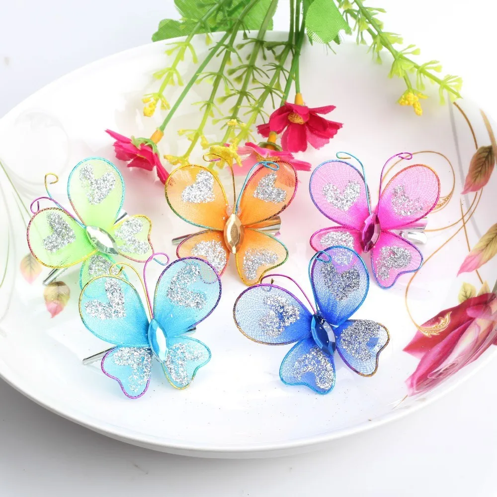 

5 Pcs Summer Style Prom Dancing Headwear Butterfly Chiffon Baby Barrette Children&Kids Hair Clip Accessories Baby Party Hairpins