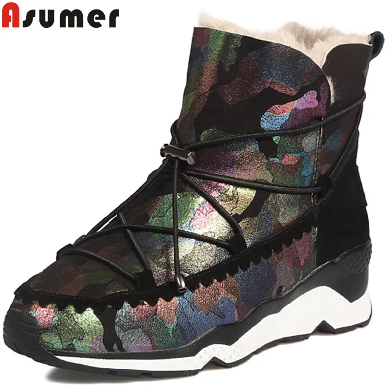 

ASUMER fashion hot sale new ankle boots for women round toe wedges winter snow boots keep warm suede leather boots casual shoes