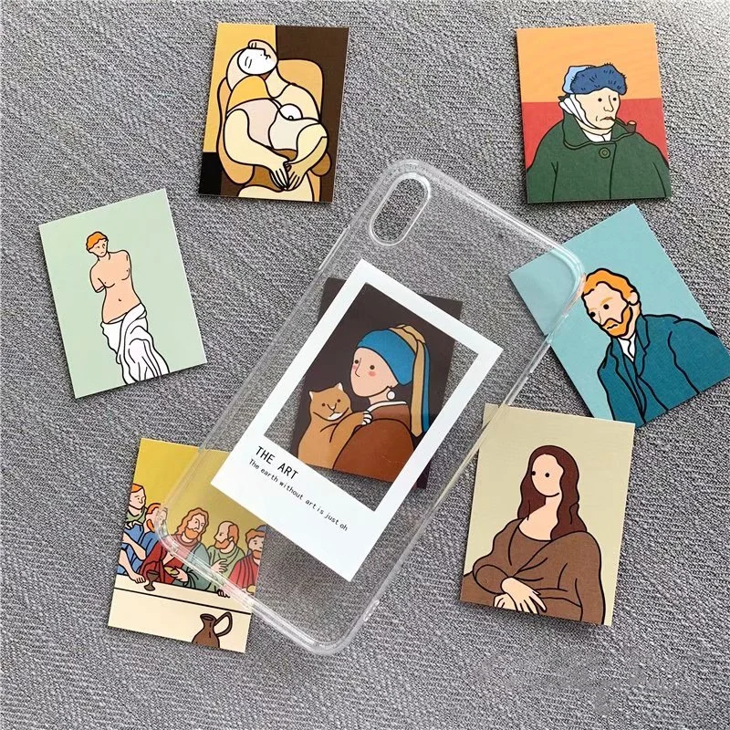 

Oil painting card clear TPU phone Cases For iphone XS Max X XR XS for iphone 6 6s 7 8 plus Photo frame case back cover
