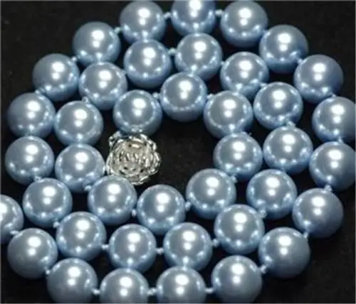 

charmming 10mm Sky blue South Sea shell Pearl Necklace 18" AAA