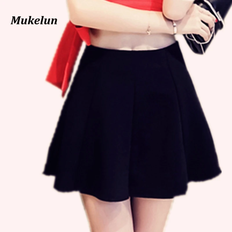 

S-5XL Plus Size Black Mini Skirt Women 2018 New Arrival Fashion Summer Sexy High Waist School Girls Short Pleated Skater Skirt
