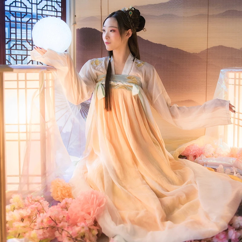 

Women Traditional Dance Costume Hanfu Chinese Festival Outfit Folk Dress Performance Clothing Oriental Stage Dance Wear DC2354