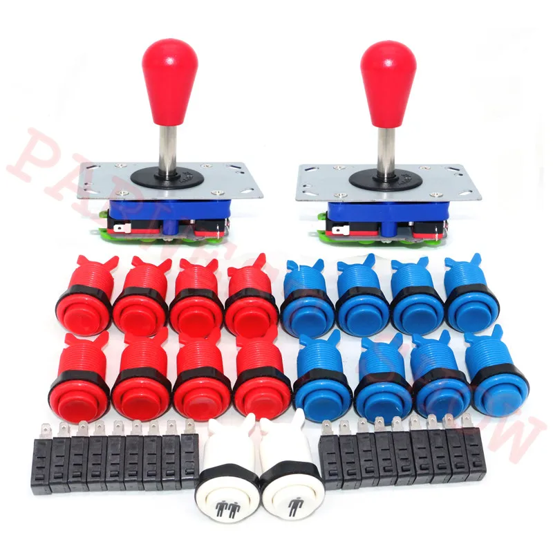 

DIY arcade Kits with Long Shaft Zippy Joystick with Oval Ball +18PCS American Push buttons Included 1P/2P white push button