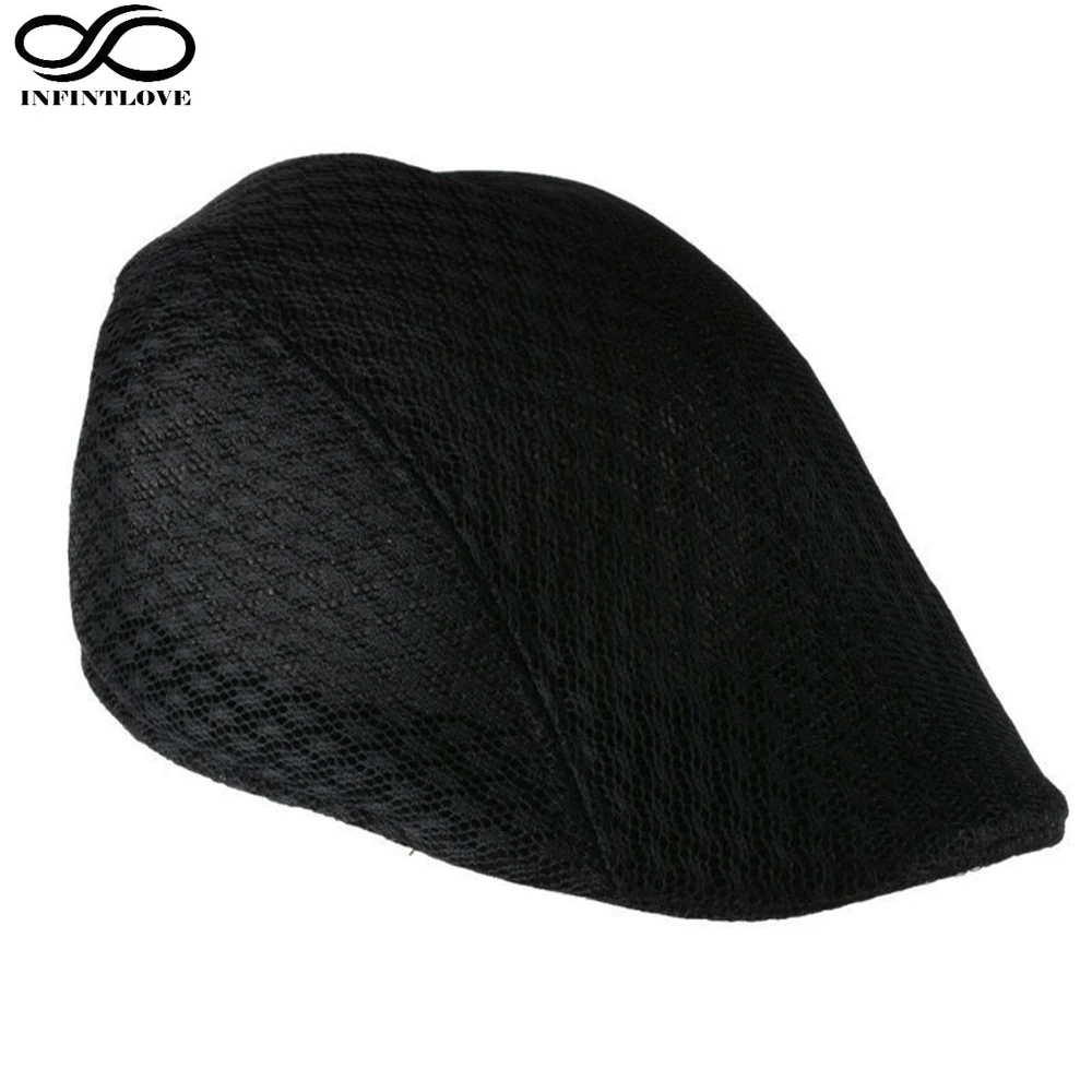 

LUCKYLIANJI Men Women Solid Mesh Casquette Summer Causal Gatsby Hat Artist Painter Gangster Newsboy Cabbie Beret Cap