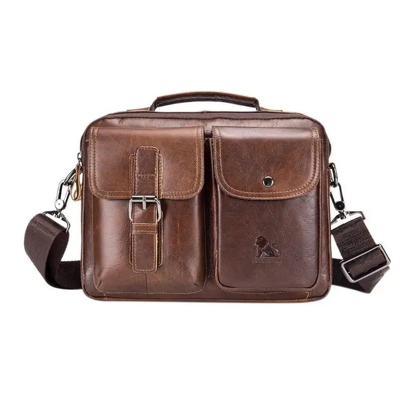BULLCAPTAIN из натуральной кожи, деловой портфель для ноутбука, мужские однотонные сумки через плечо, повседневные сумки через плечо - Цвет: Type D 05
