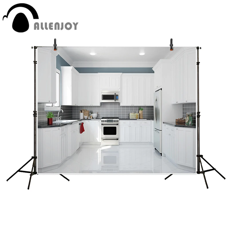 Allenjoy photography backdrops Kitchen white background 3D