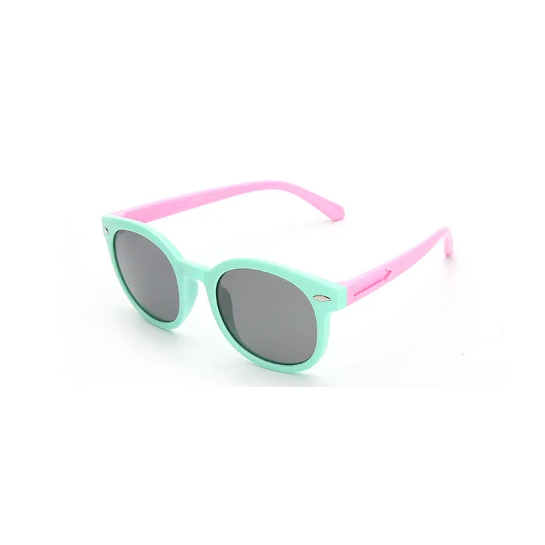 Cyan and Pink Гибкие детские солнцезащитные очки, поляризационные, детские, милые, защитное покрытие, солнцезащитные очки, UV400, солнцезащитные очки, для младенцев, oculos de sol - Цвет линз: Cyan and Pink