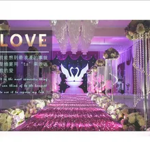 Свадебная церемония свадебное Праздничное оформление церемония открытия Расширенный розовый ковер лепестки из ткани скатерть реквизит для сцены T