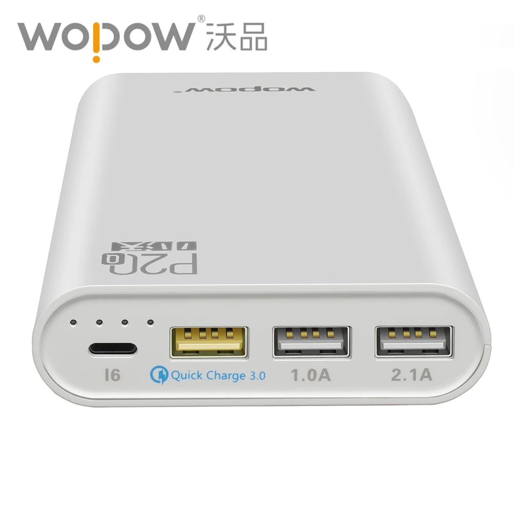 Wopow Quick Charger 15W P20Q 20000mAh power bank Three USB Charging port Portable Charger External Battery