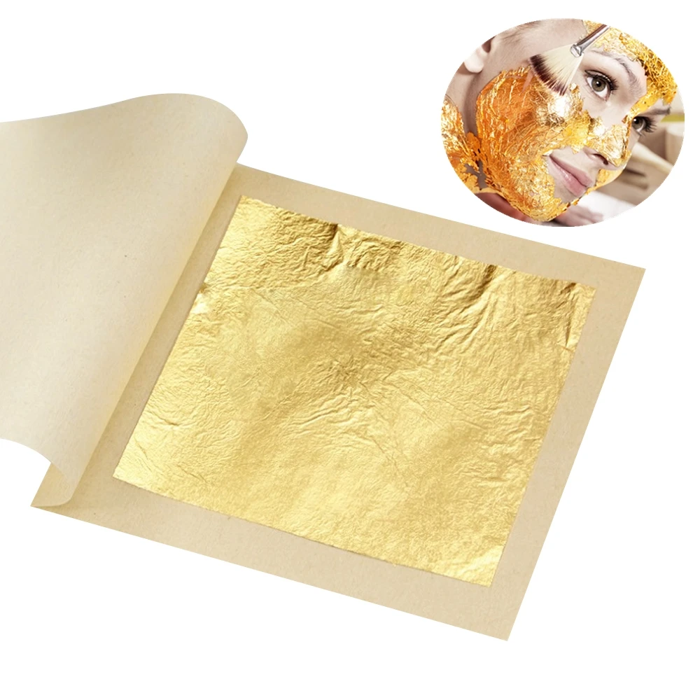 10pcs DIY Gold Mask 24k Edible Gold Leaf Foil Beauty Anti Aging Wrinkle Removal Facial Skin Care Tools for Organic Serum Cream (1)