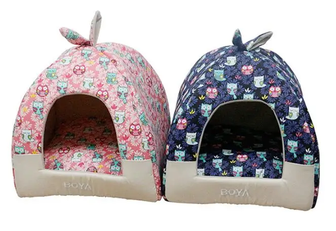 

Rabbit Ear_Pet Dog House Nest With Mat Foldable Pet Dog Bed Cat Bed House For Small Medium Dogs Travel Kennels For Cats