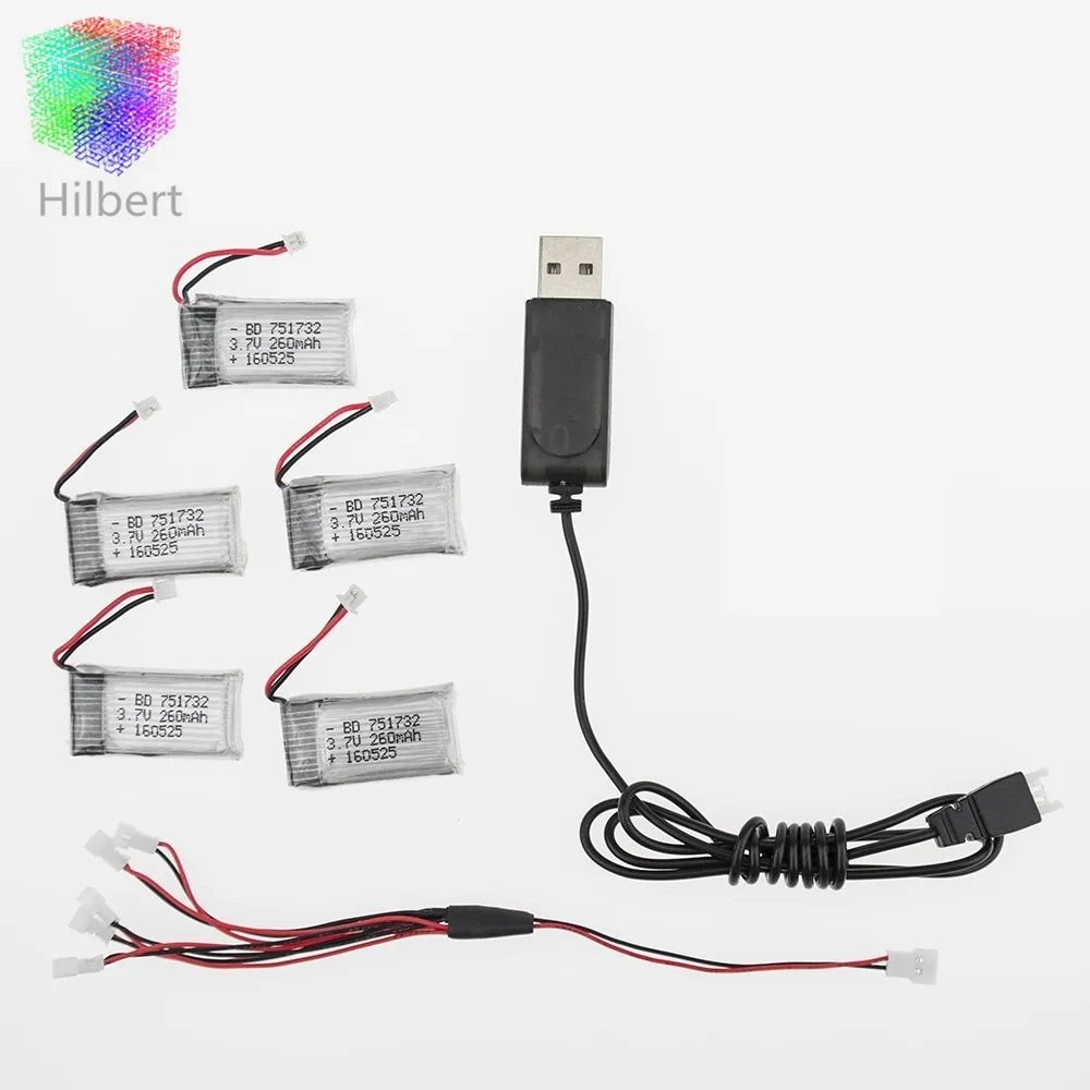 5 шт. 3 7 В 260 мАч Lipo батареи батарея с USB зарядное устройство для JRC H20 Мини RC Quadcopter|lipo