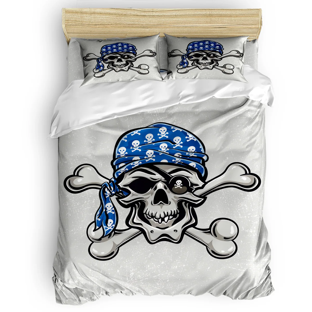 

Pirate Skull Abraham Birthday 4 Piece Bedding Sets 4 Pcs Bedding Sets Polyester Fabric Columbus Day Mother's Day Flat