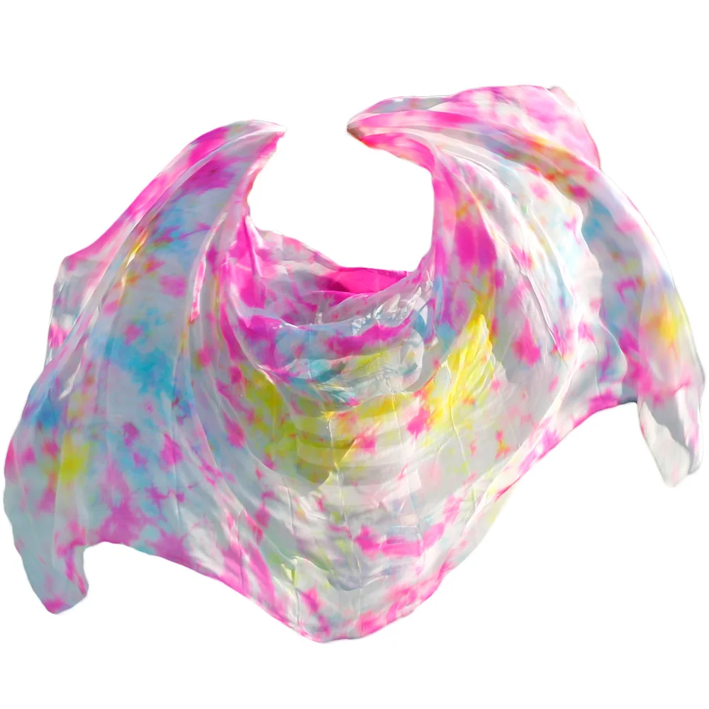 

100% silk high quality cheap dance veils women's sexy 100% silk belly dance veil wholesale tie dyeing Multiple colors available