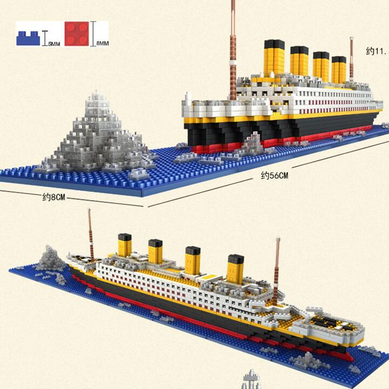 

1860 pcs NO match legoing RS titanic cruise ship model boat DIY building Diamond Blocks Kit children kids toys Christmas gifts
