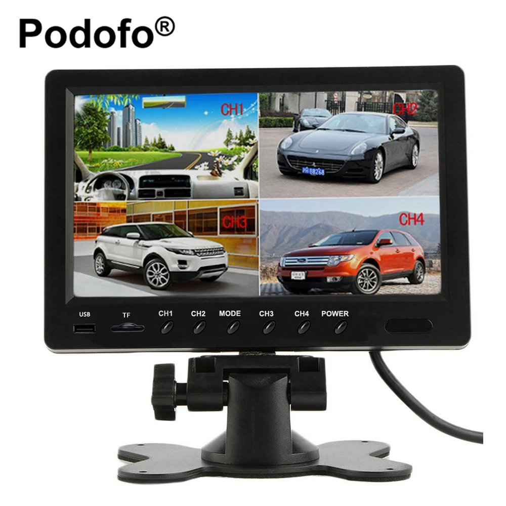 

9 Inch Quad Split Monitor Video TFT Display Car Backup Monitor Built-in DVR Support Micro SD Card Recording Parking Monitoring