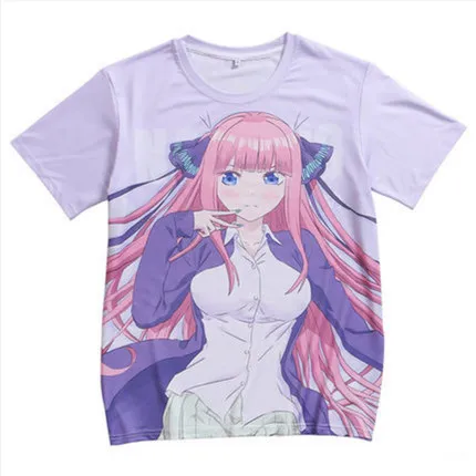 [Акция] Amine The Quintessential Quintuplets Gotoubun no Hanayome Косплей Футболка Nakano Miku косплей футболка унисекс S-3XL - Цвет: Коричневый