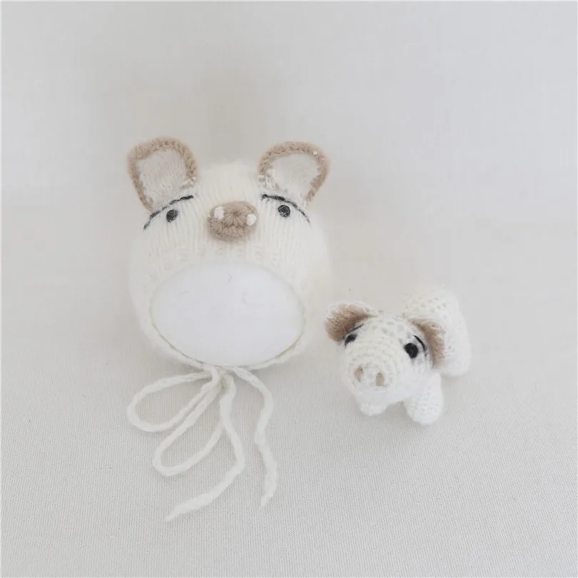 Мягкий синий миниатюрный кролик игрушка шляпа набор пастельных новорожденных шляпа игрушка-Кролик Длинные гибкой капота мягкие животные кукла новорожденный фото реквизит - Цвет: angora hat set