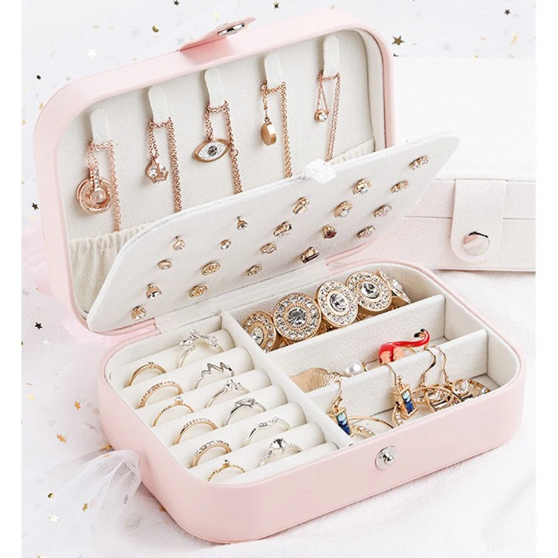 Серьги в Корейском стиле, кольцо, коробка для хранения ювелирных изделий, белый, темно-синий, розовый, простая пластина для девочек, многофункциональная, популярная, высокое качество