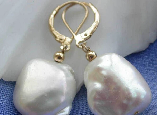 hot sell new - shitou 00731 baroque white keshi reborn pearl earring 14k | Украшения и аксессуары