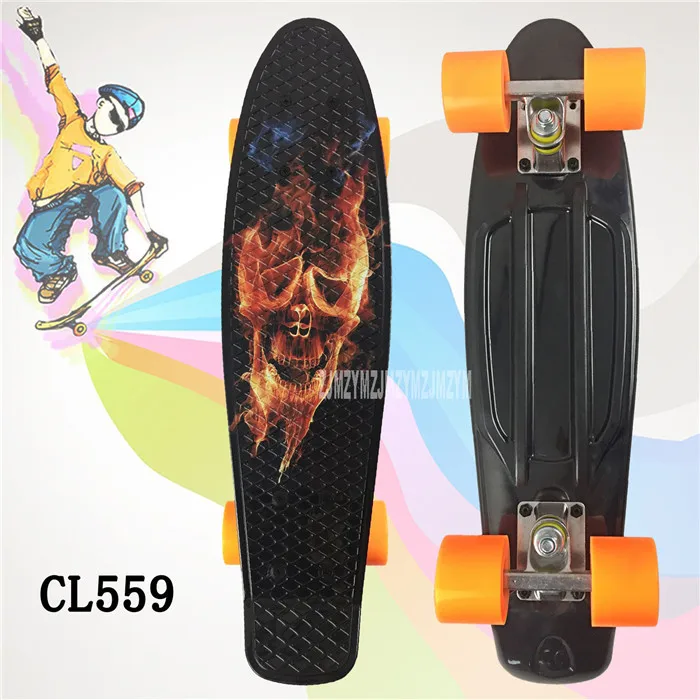 Цветной Графический Печатный 22 дюймов скейтборд-крейсер мини-пластиковый скейт доска Ретро Лонгборд Открытый Взрослый/детский скутер - Цвет: CL559