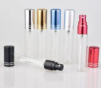 

100pcs/lot 10ML Portable Colorful Glass Refillable Perfume Bottle With Atomizer Empty Cosmetic Containers With Sprayer For Trave