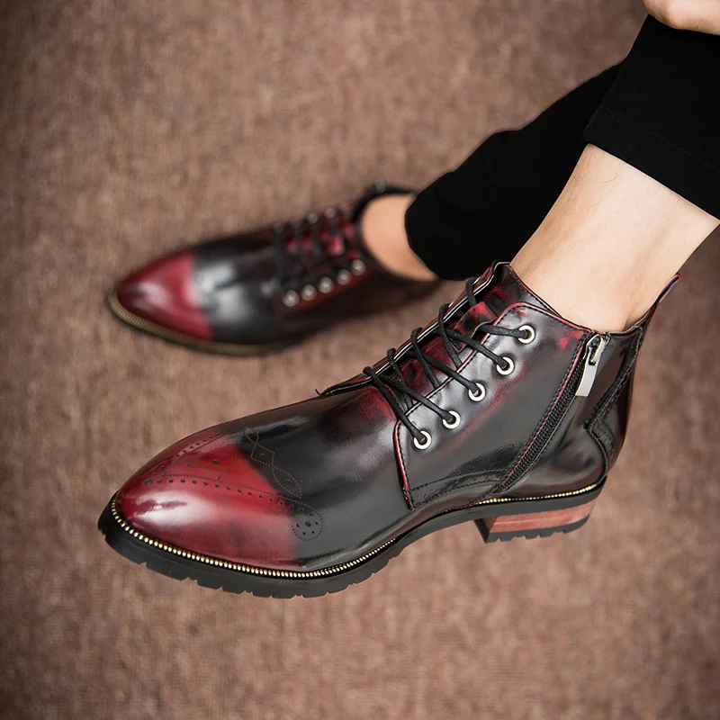 

2019 Fashion Men Dress Shoes outdoor Brogue Vintage Oxfords Shoes Lace Up business dress shoes formal wedding party shoes p4